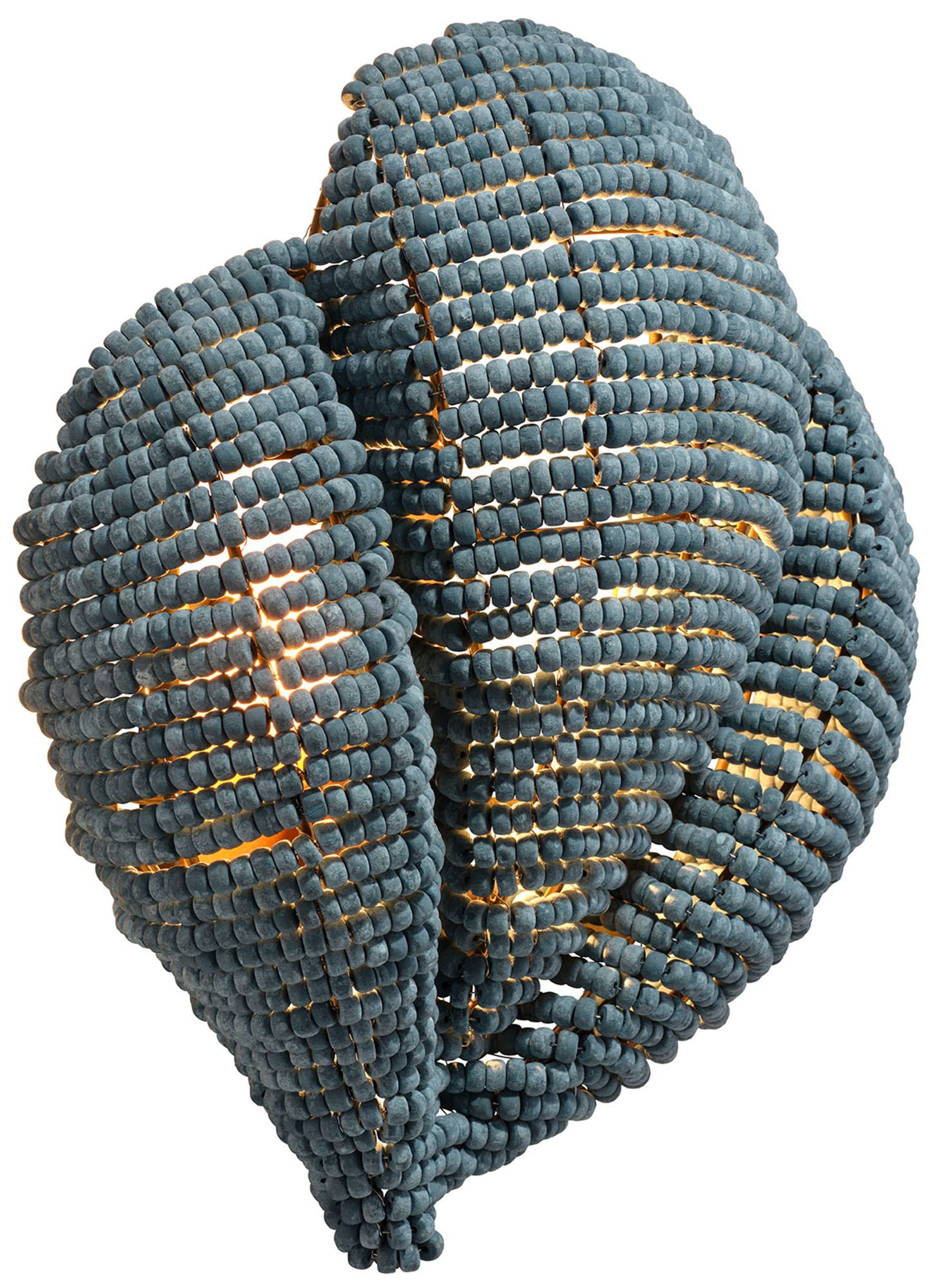 Image 7 Jamie Young Anguilla1-Light Wood Beaded Wall Sconce 16.5" in Blue more views