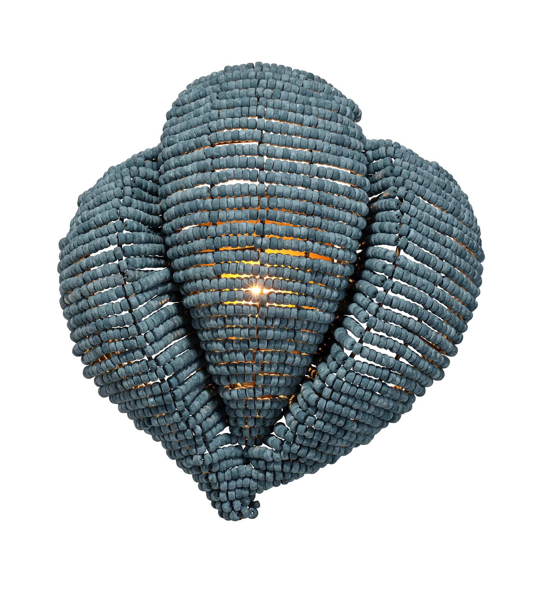 Image 5 Jamie Young Anguilla1-Light Wood Beaded Wall Sconce 16.5" in Blue more views