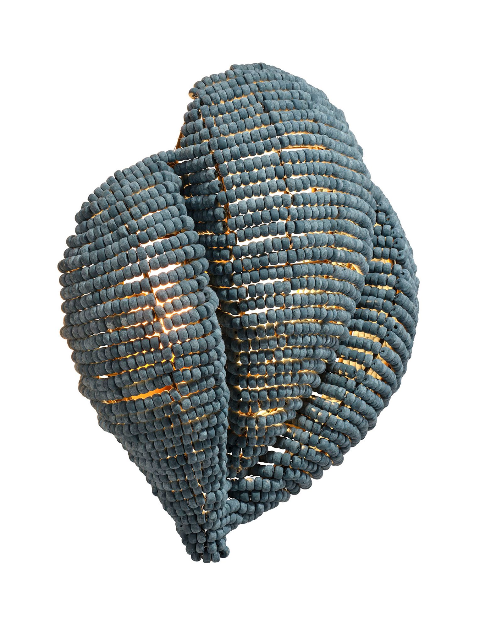 Image 7 Jamie Young Anguilla1-Light Wood Beaded Wall Sconce 16.5" in Blue more views