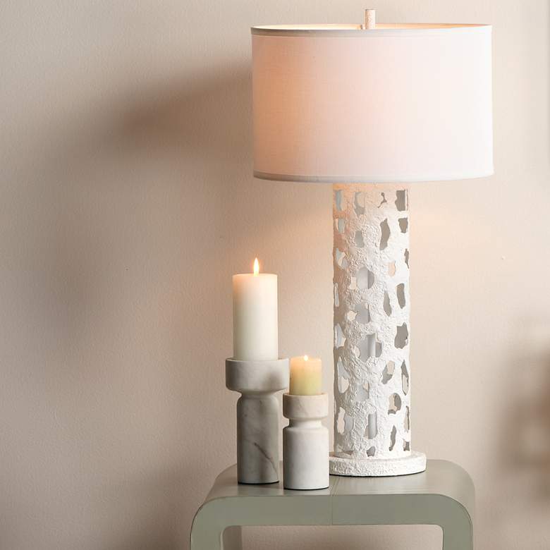 Image 3 Jamie Young Apollo White Marble Pillar Candle Holder more views