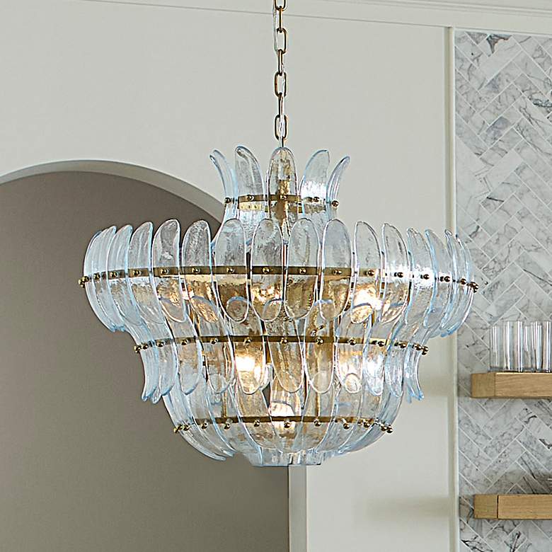 Image 1 Jamie Young Arcade 10-Light Blown Glass Chandelier, Blue