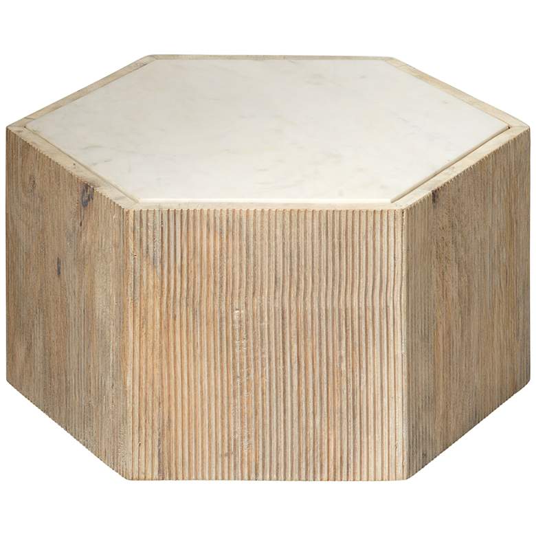 Image 1 Jamie Young Argan 10" High Natural Wood Hexagon Table
