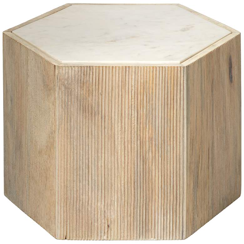Image 1 Jamie Young Argan 14" High Natural Wood Hexagon Table