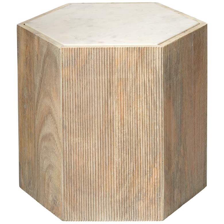 Image 1 Jamie Young Argan 18" High Natural Wood Hexagon Table