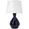 Jamie Young Ash Bottle 31" Navy Blue Ribbed Ceramic Table Lamp