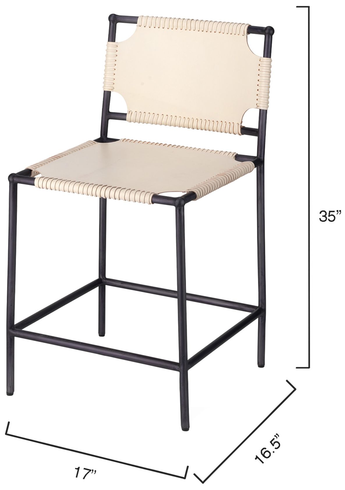 Image 6 Jamie Young Asher Leather 24" Counter Stool in White more views