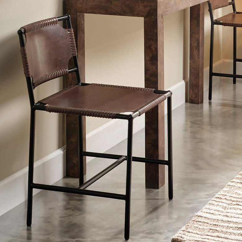 Image 1 Jamie Young Asher Leather Dining Chair in Brown