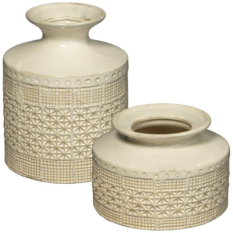 Image 1 Jamie Young Astral White Ceramic Decorative Vases Set of 2