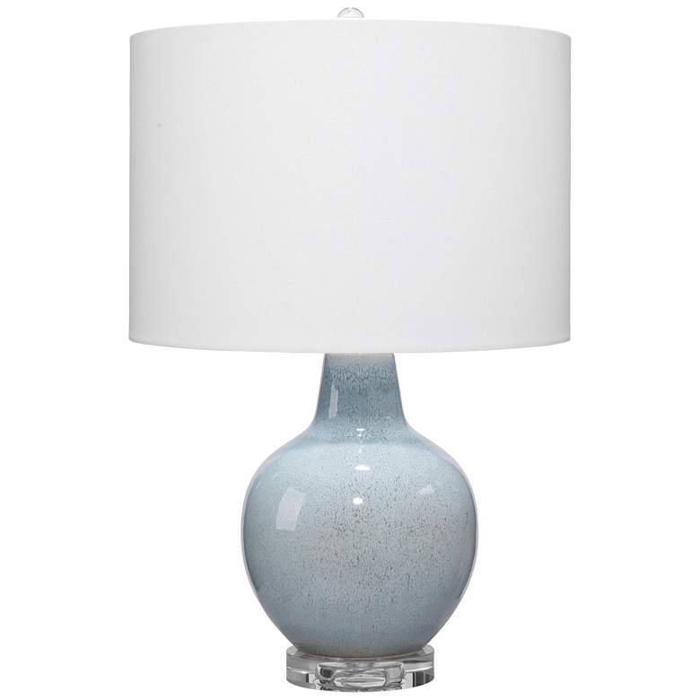 Image 2 Jamie Young Aubrey Blue Ceramic Table Lamp with Cotton Shade