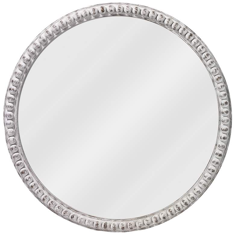Image 2 Jamie Young Audrey White Wood Beaded 30" Round Wall Mirror