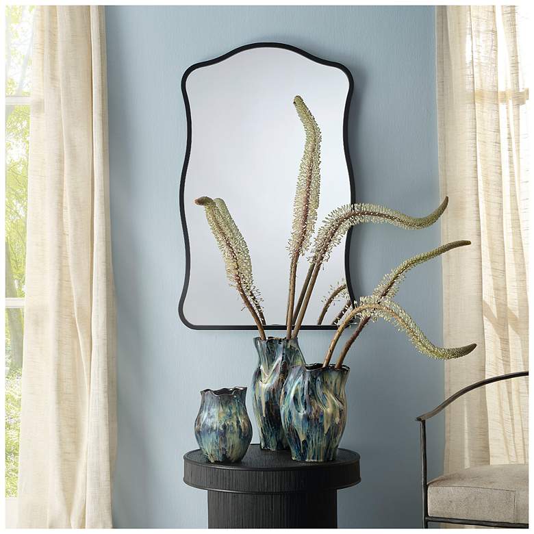 Image 2 Jamie Young Aurora Wavy Iron Wall Mirror, Black more views
