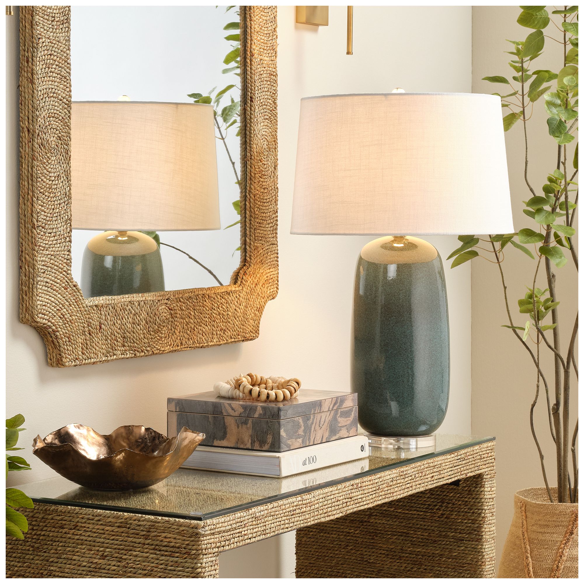 Image 2 Jamie Young Balsam Ceramic Table Lamp 30.25" in Teal more views