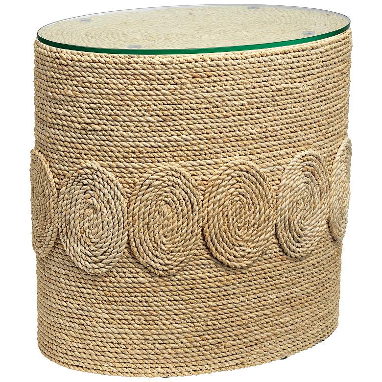 Image 1 Jamie Young Barbados 20" Wide Oval Corn Straw Rope Side Table