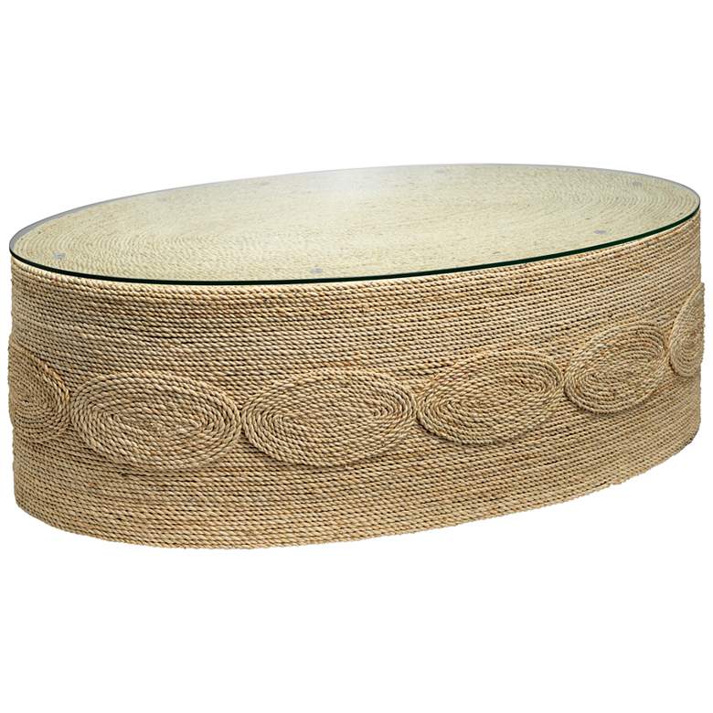 Image 1 Jamie Young Barbados 50" Wide Oval Corn Straw Rope Coffee Table