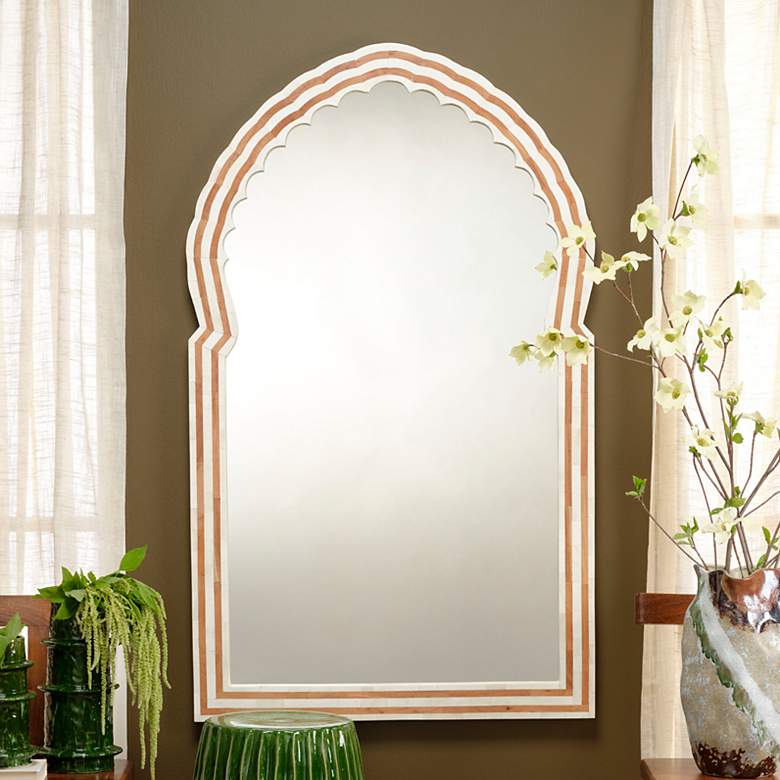 Image 1 Jamie Young Bardot 60" Wood & Buffalo Bone Arch Wall Mirror