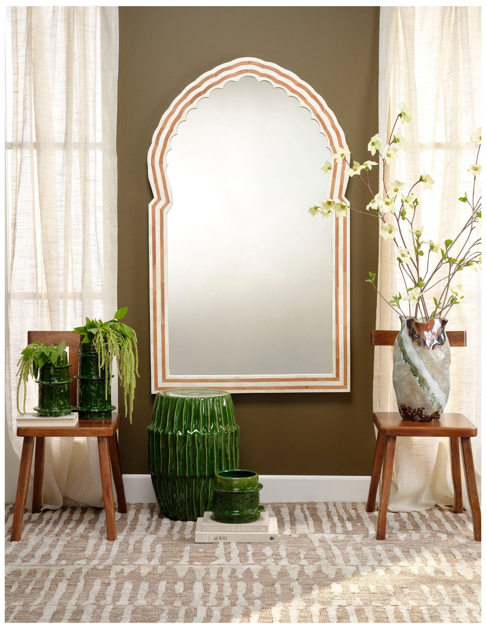 Image 6 Jamie Young Bardot 60" Wood & Buffalo Bone Arch Wall Mirror more views