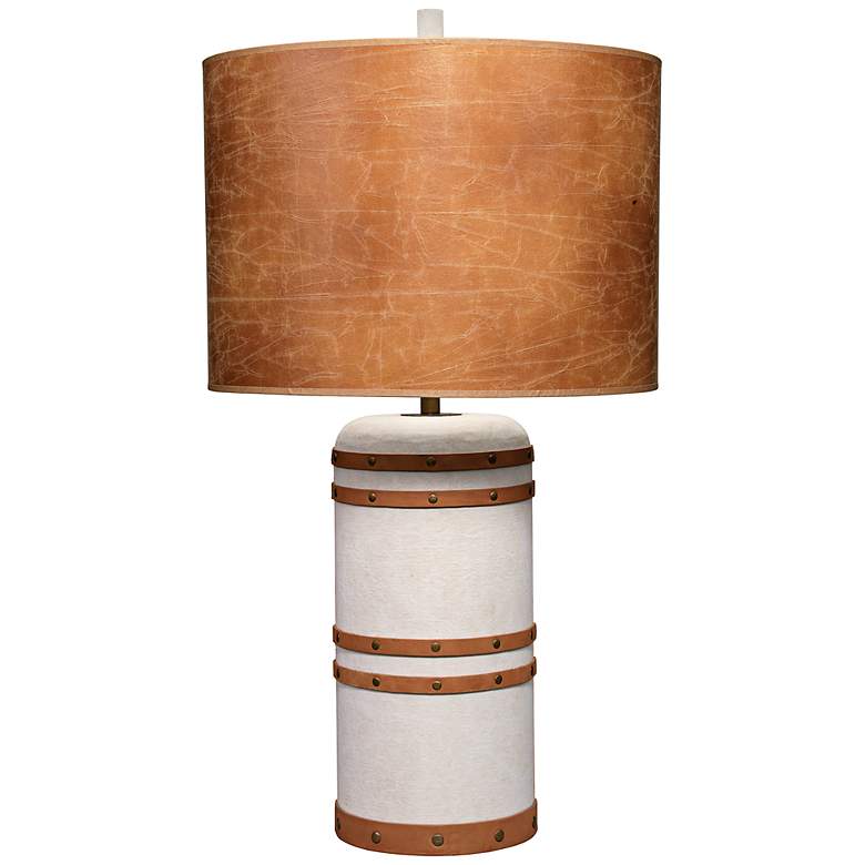 Image 1 Jamie Young Barrel Vintage Canvas Wood Table Lamp