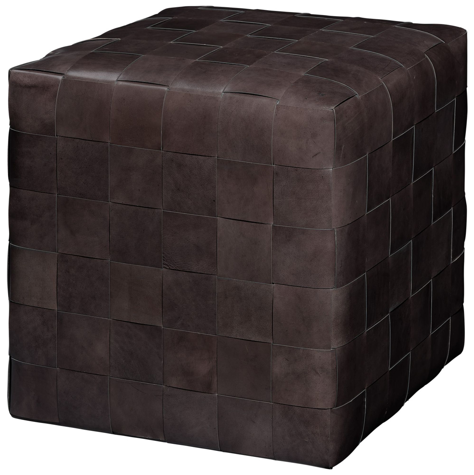 Image 2 Jamie Young Basket Weave Leather Ottoman