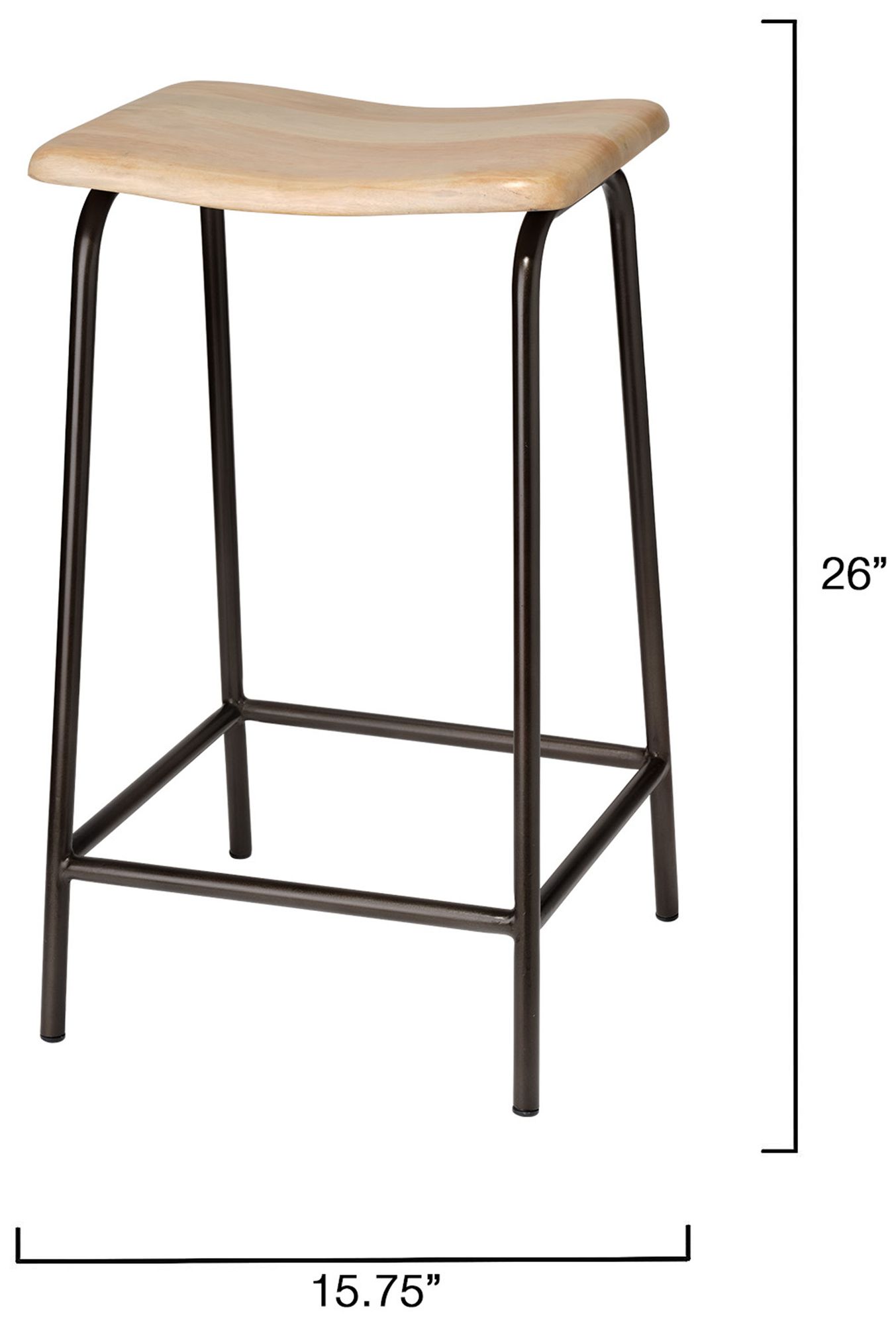 Image 2 Jamie Young Bend Iron Counter Stool 26" in Bleached Mango Wood more views