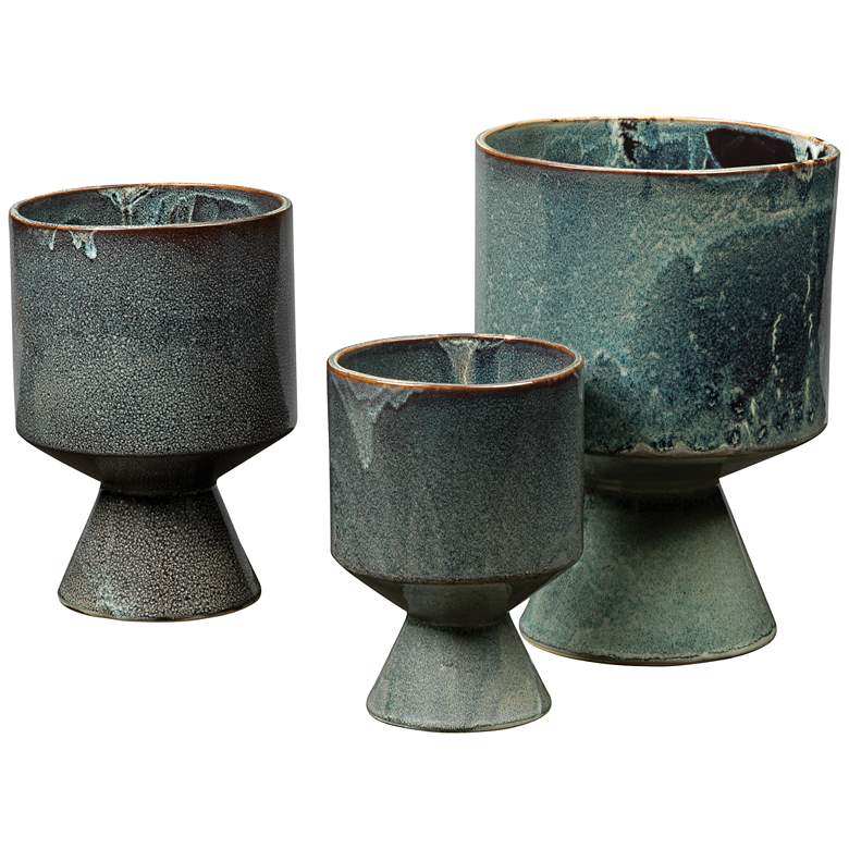 Image 2 Jamie Young Berkeley Royal Blue Ceramic 3-Piece Pot Set