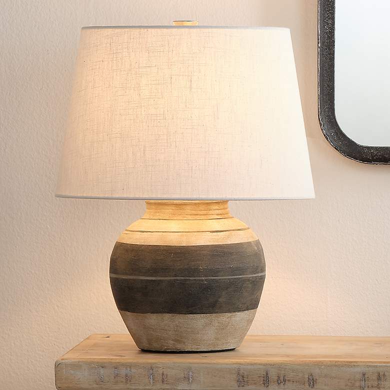 Image 2 Jamie Young Bernard Beige and Gray Ceramic Accent Table Lamp