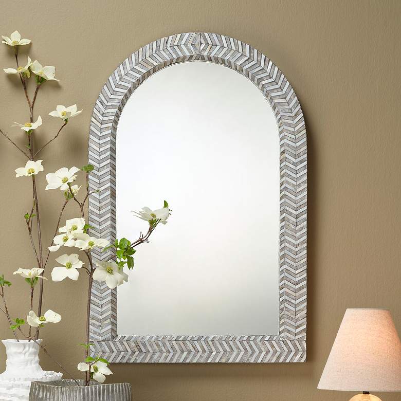 Image 1 Jamie Young Beverly Mother of Pearl 36" x 24" Arch Wall Mirror
