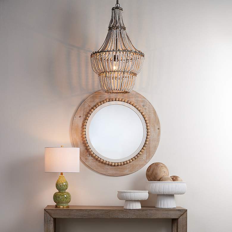 Image 2 Jamie Young Blanca Wood Beaded 1-Light Chandelier more views