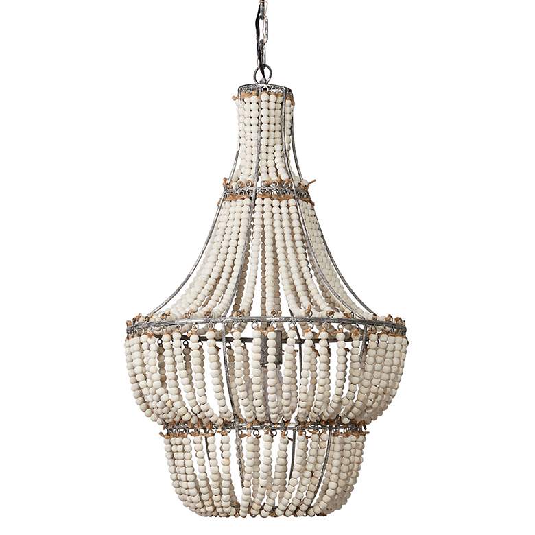 Image 6 Jamie Young Blanca Wood Beaded 1-Light Chandelier more views