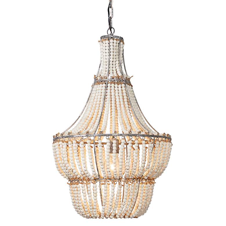 Image 7 Jamie Young Blanca Wood Beaded 1-Light Chandelier more views