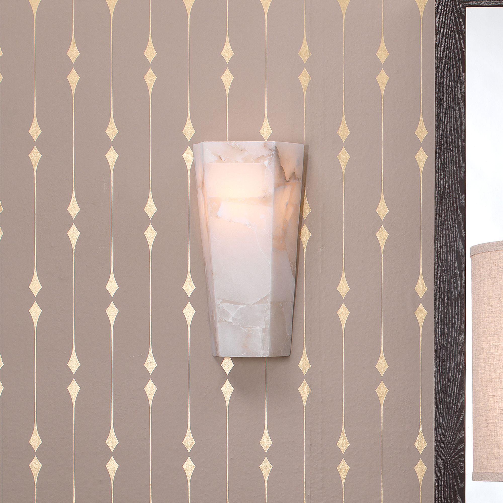 Image 5 Jamie Young Borealis 14"H Alabaster Tall Hexagon Wall Sconce more views