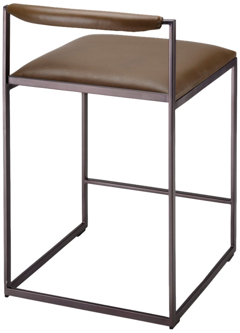 Image 3 Jamie Young Bradbury Leather Counter Stool 31" in Taupe more views