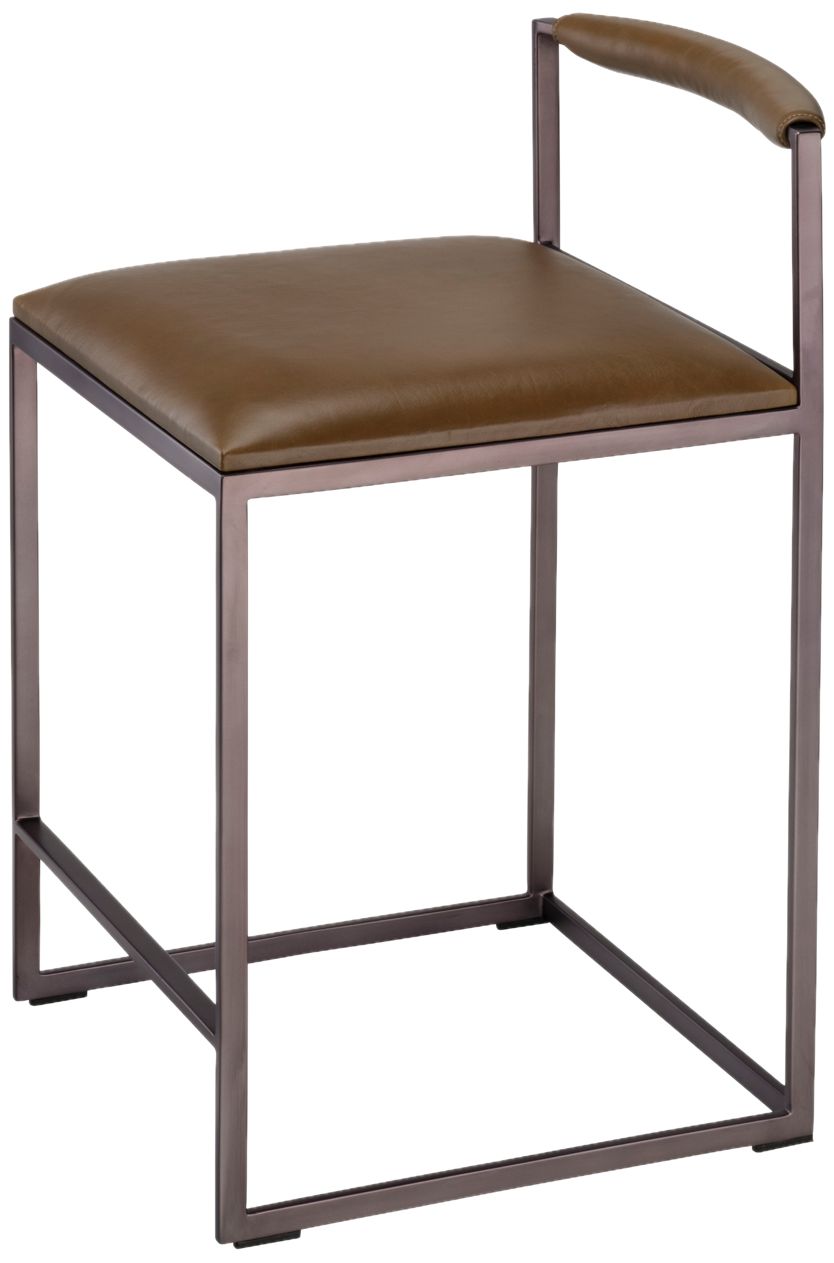 Image 4 Jamie Young Bradbury Leather Counter Stool 31" in Taupe more views