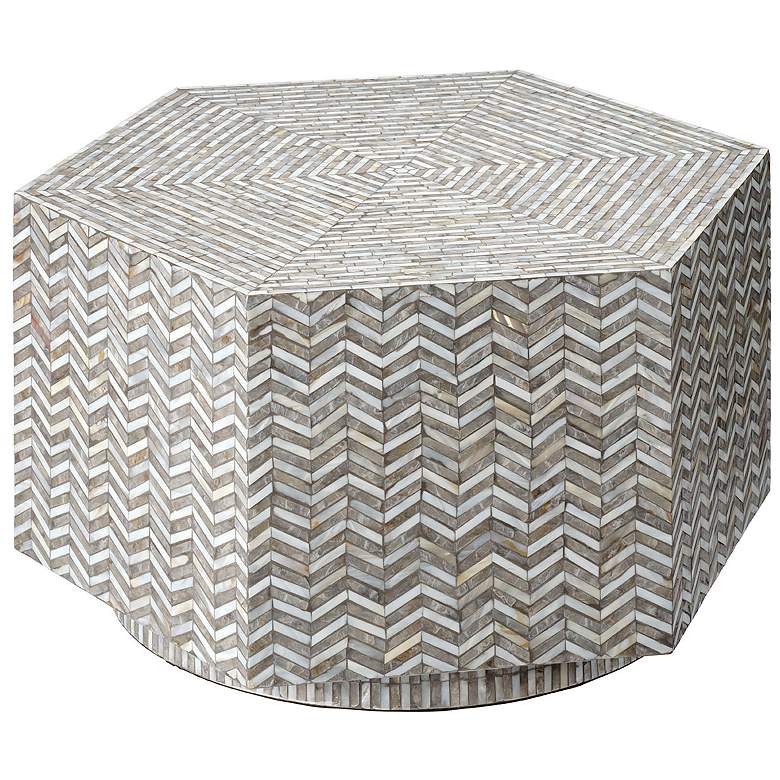 Image 1 Jamie Young Brando Mother of Pearl Textured Hexagon Coffee Table