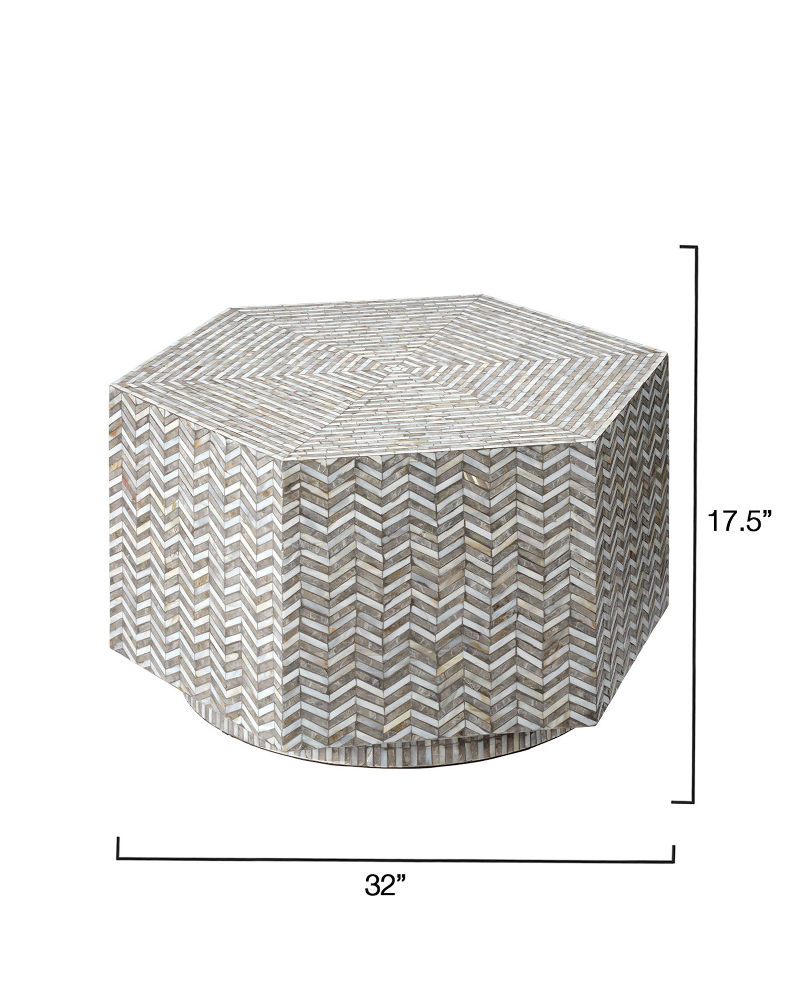 Image 3 Jamie Young Brando Mother of Pearl Textured Hexagon Coffee Table more views