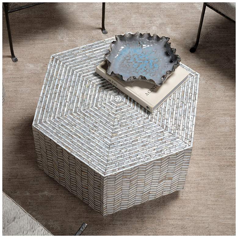 Image 2 Jamie Young Brando Mother of Pearl Textured Hexagon Coffee Table more views