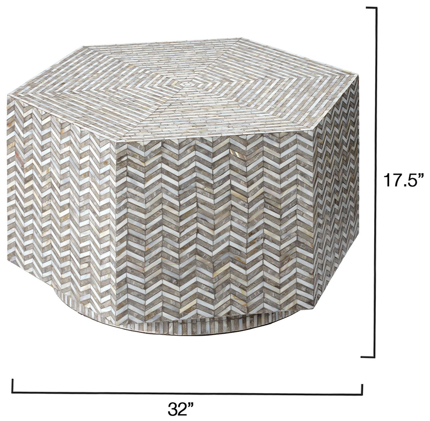 Image 5 Jamie Young Brando Mother of Pearl Textured Hexagon Coffee Table more views