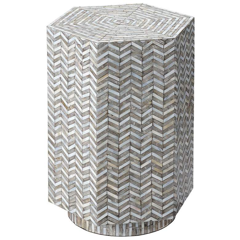 Image 1 Jamie Young Brando Mother of Pearl Textured Hexagon Side Table
