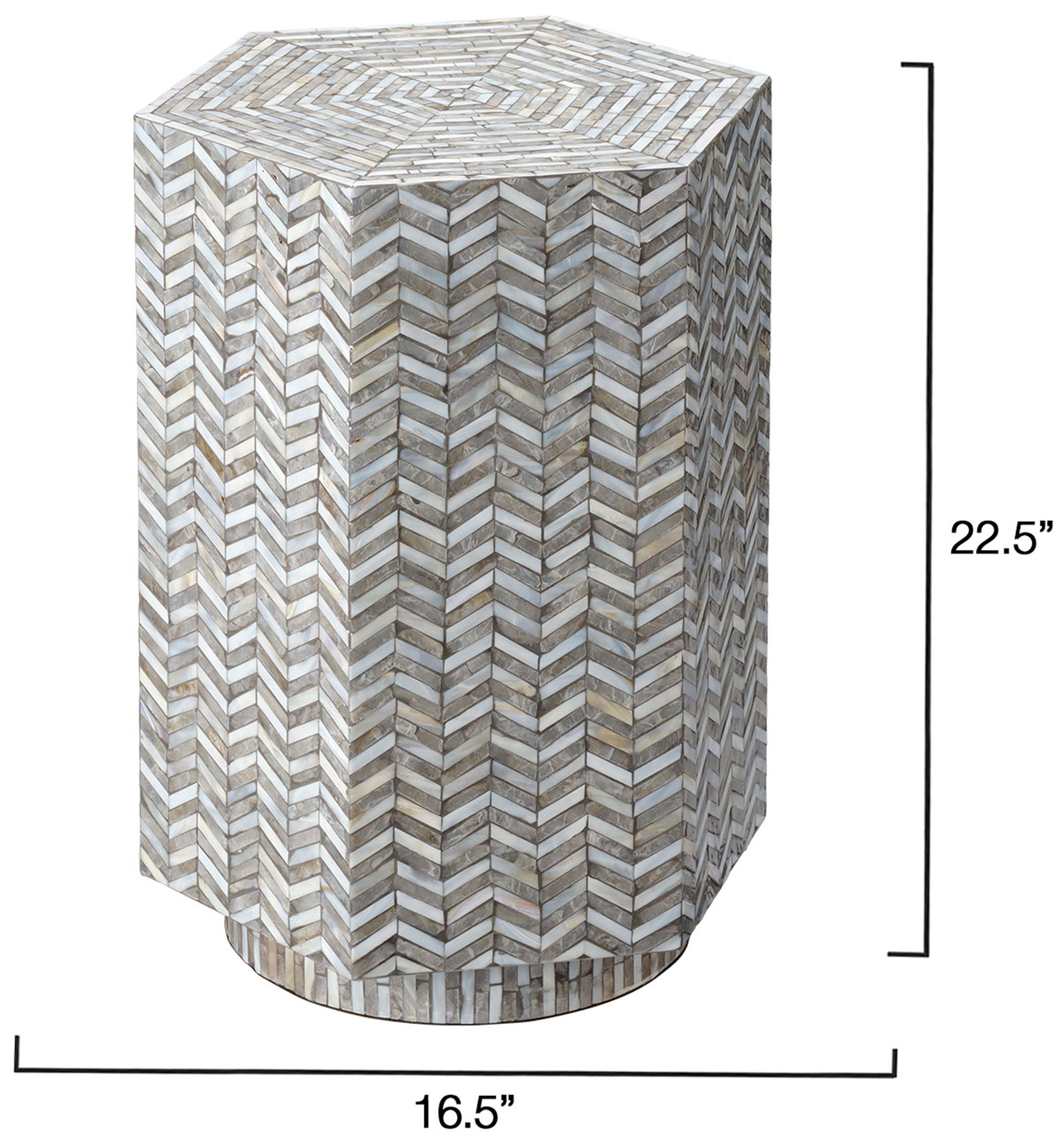 Image 3 Jamie Young Brando Mother of Pearl Textured Hexagon Side Table more views