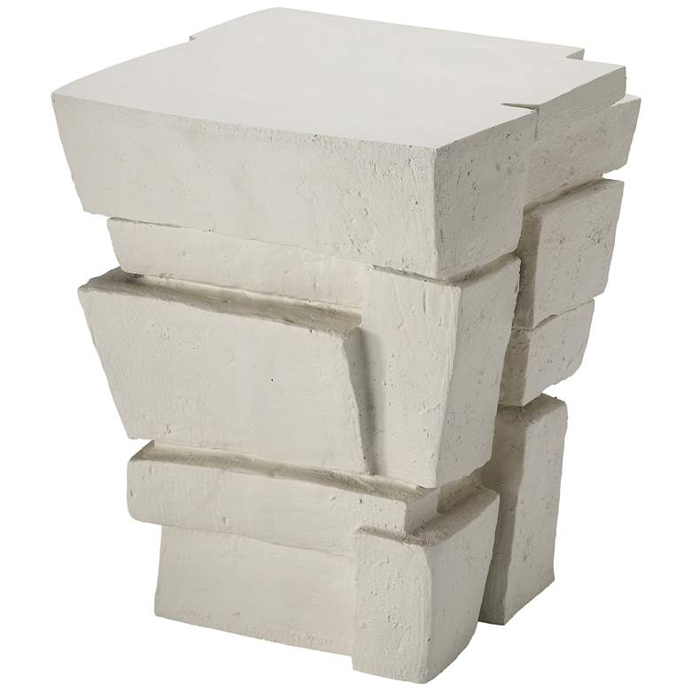 Image 1 Jamie Young Brick Fiber Glass Indoor/Outdoor Cream White Side Table