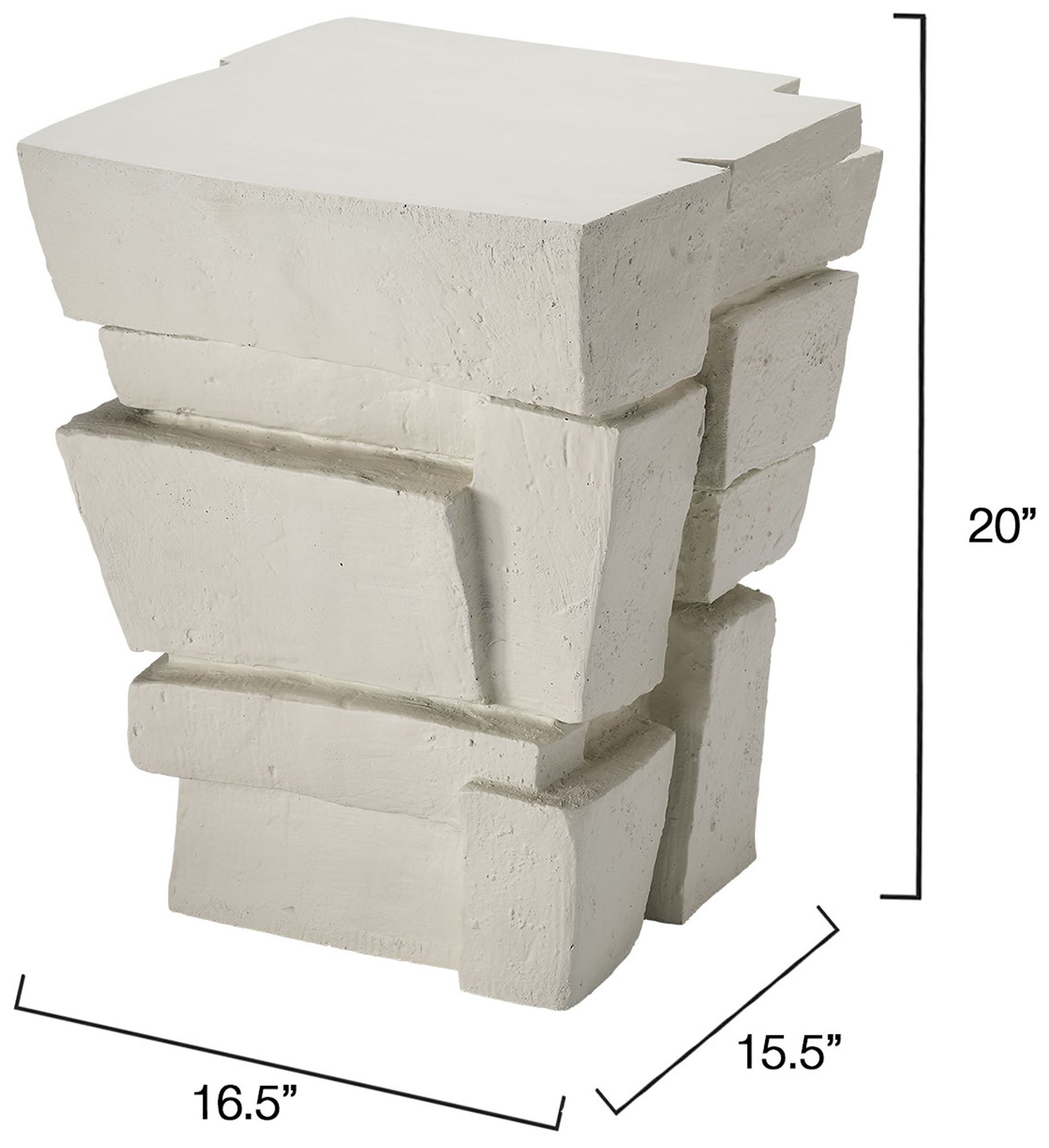 Image 3 Jamie Young Brick Fiber Glass Indoor/Outdoor Cream White Side Table more views