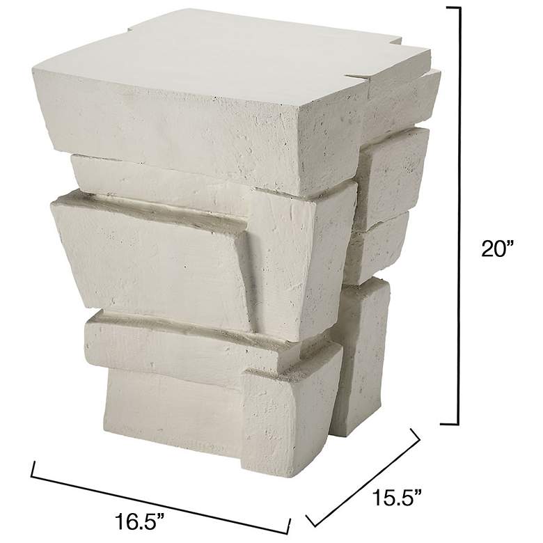 Image 3 Jamie Young Brick Fiber Glass Indoor/Outdoor Cream White Side Table more views
