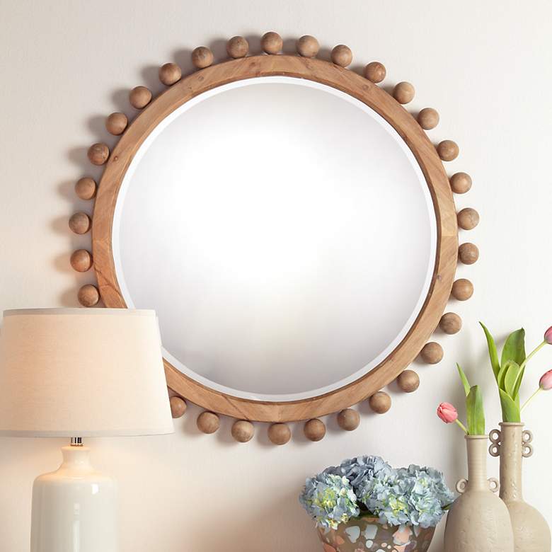 Image 1 Jamie Young Brighton 34.75" Round Wood Mirror in Natural