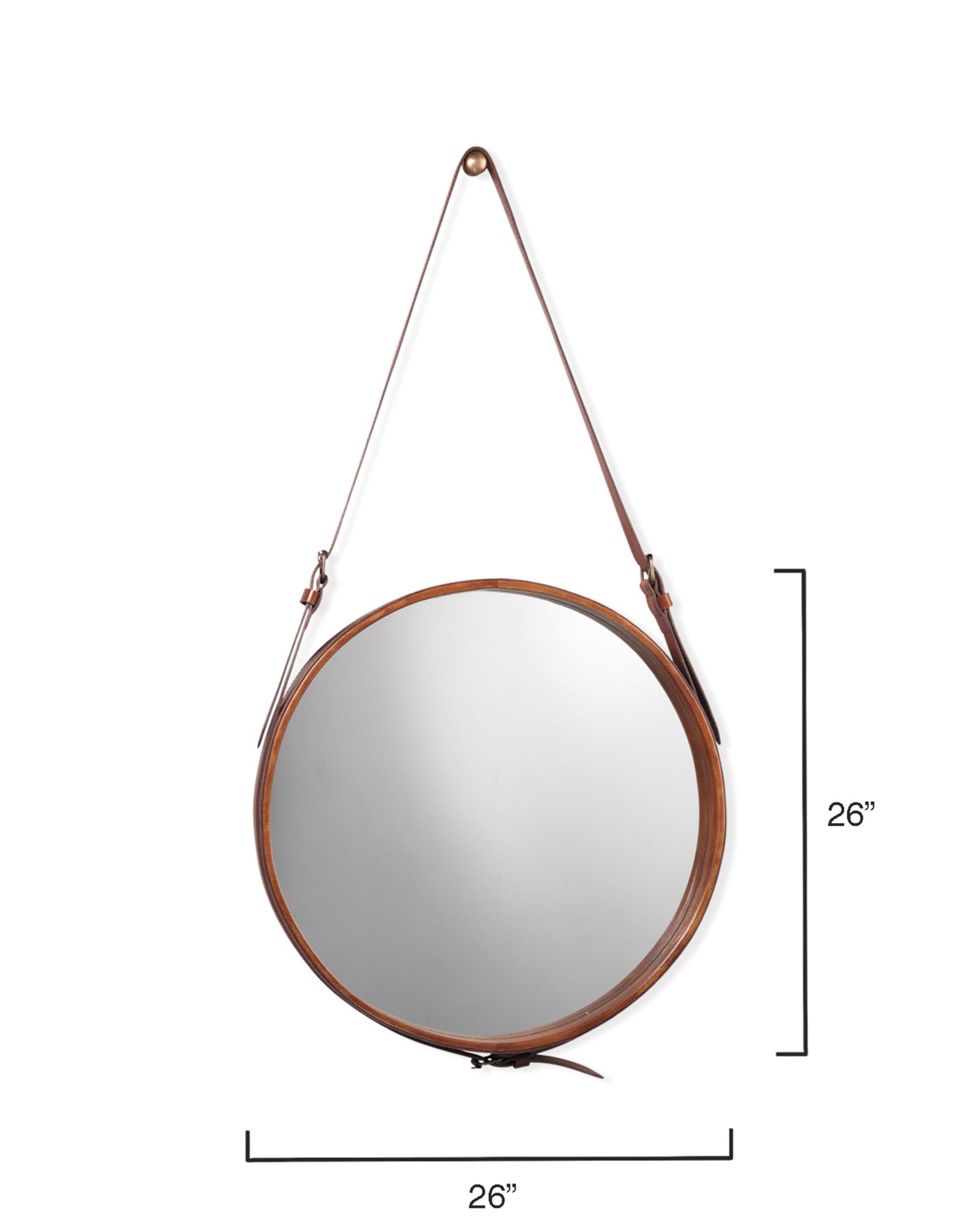 Image 4 Jamie Young Brown Leather 26" Round Wall Mirror more views