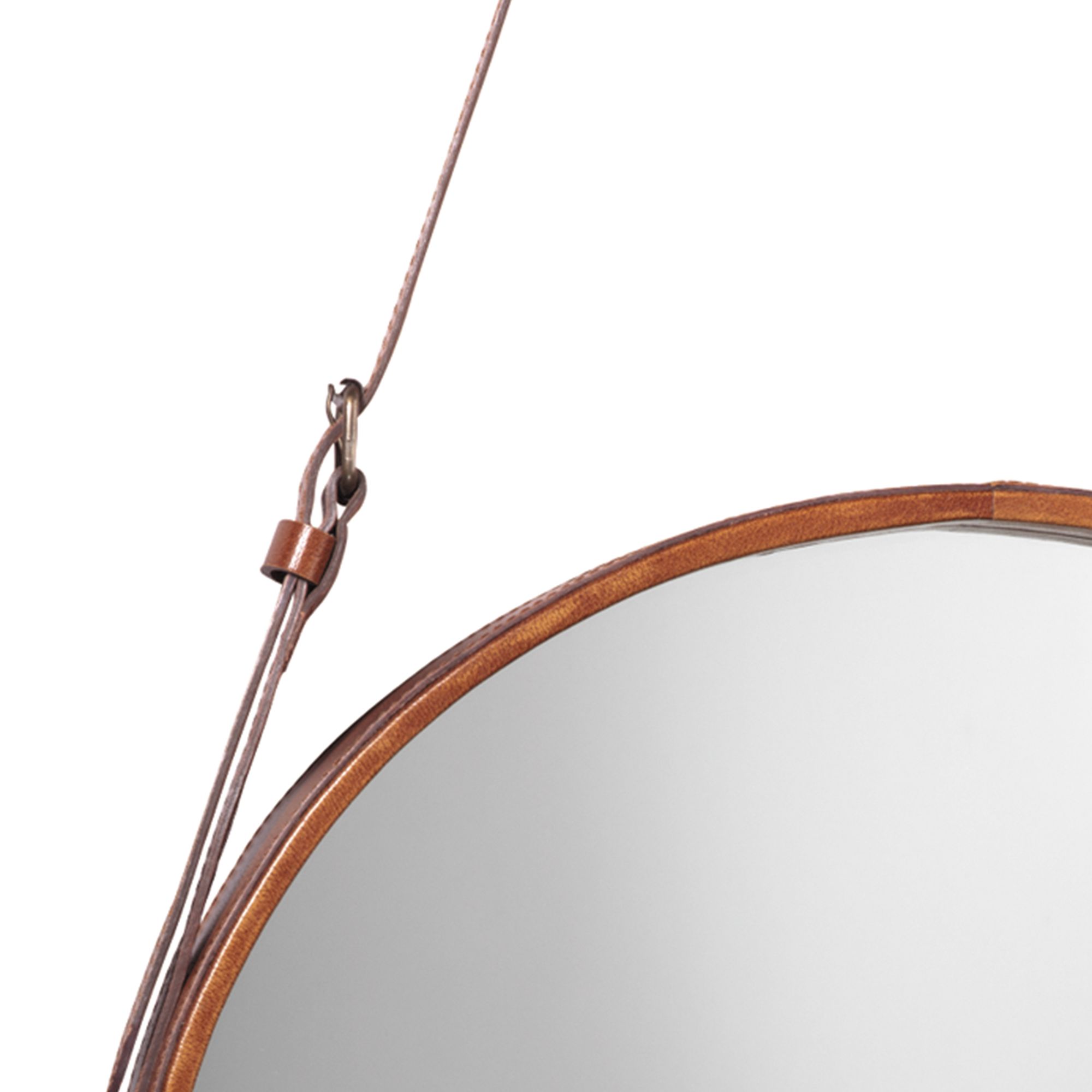 Image 5 Jamie Young Brown Leather 26" Round Wall Mirror more views