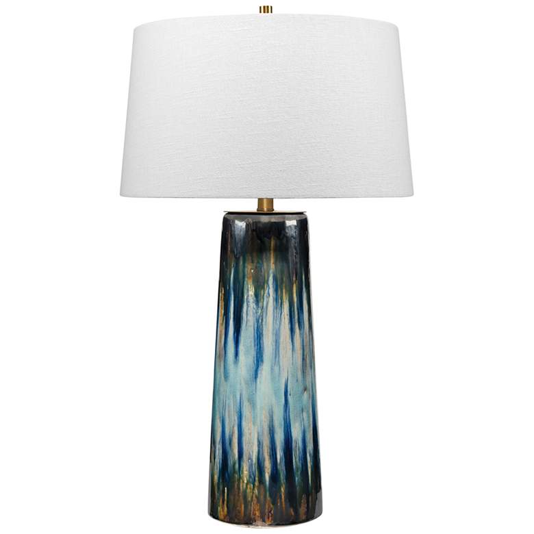 Image 2 Jamie Young Brushstroke Aqua Blue Abstract Glaze Ceramic Table Lamp