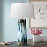 Jamie Young Brushstroke Aqua Blue Abstract Glaze Ceramic Table Lamp