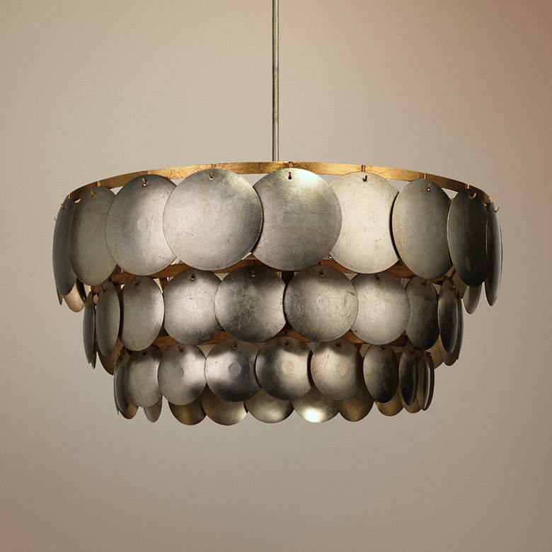 Image 1 Jamie Young Calypso 30"W Champagne Leaf 3-Tier Chandelier