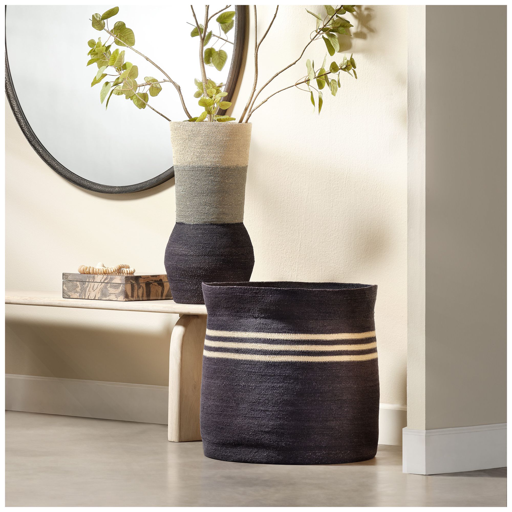 Image 3 Jamie Young Camden Seagrass Basket 22" in Navy more views