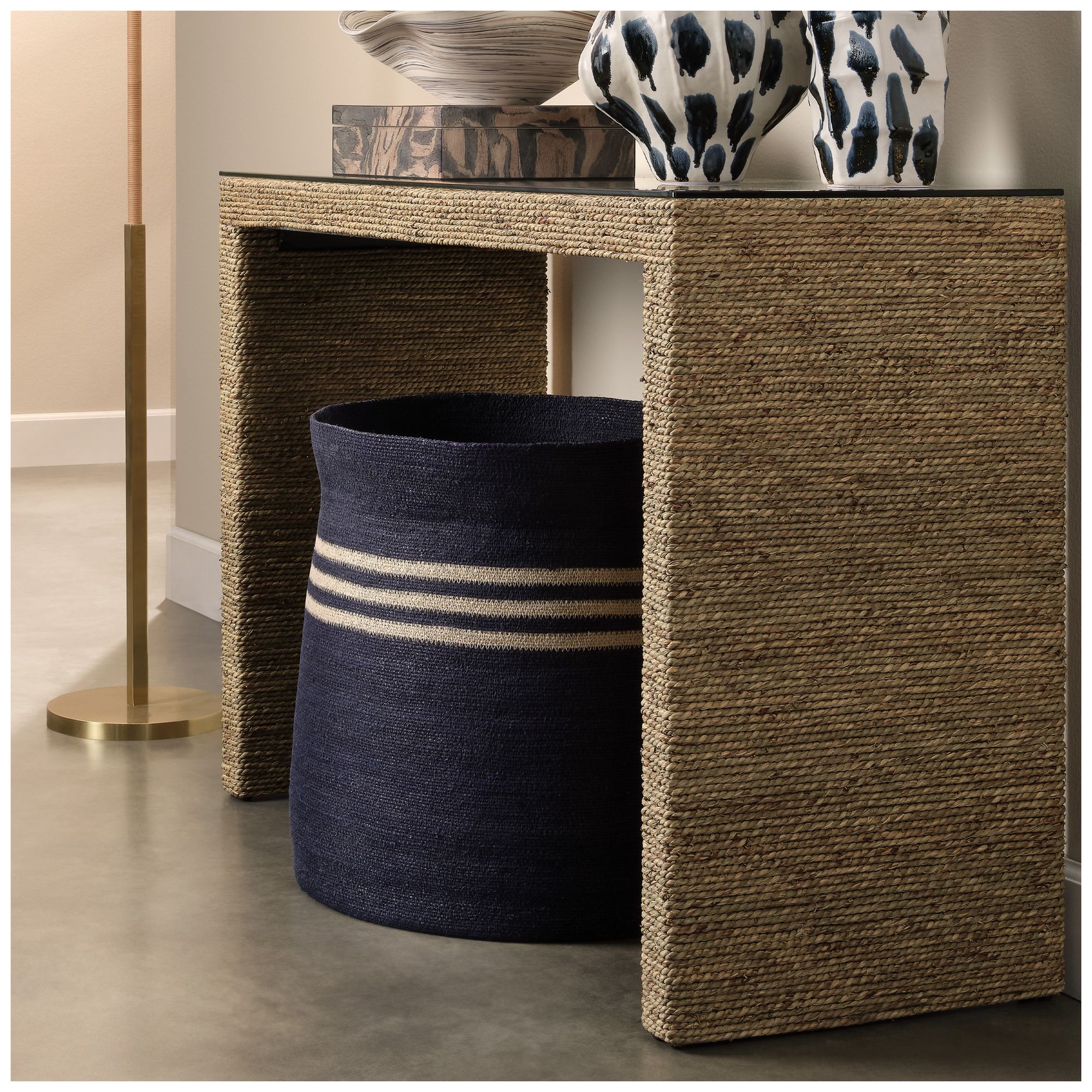 Image 4 Jamie Young Camden Seagrass Basket 22" in Navy more views