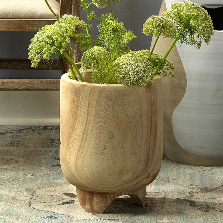 Image 2 Jamie Young Canyon 12" High Brown Natural Wood Vase